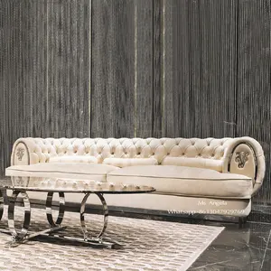 新意大利设计师沙发和相思现代客厅家具当代分段沙发套装白色纽扣簇绒沙发