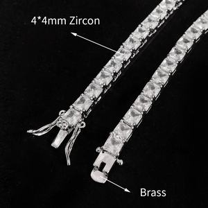 OUGEPHELI 4*4mm <span class=keywords><strong>CZ</strong></span> Zircon Cubic Zirconia Chapado en oro Latón Cadena Catena Joyería de moda Gargantilla Collar Cadena de tenis - Product Image 5