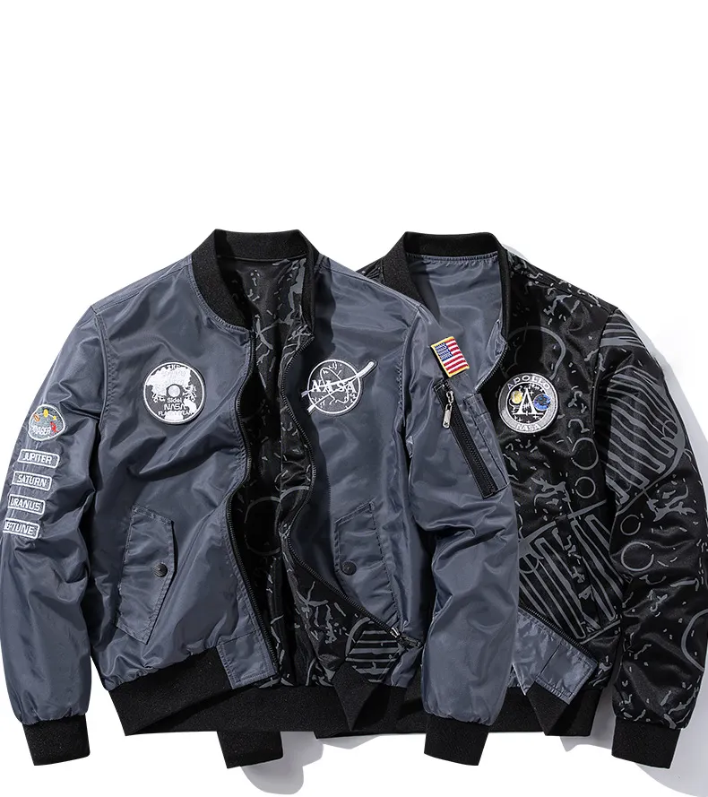 MJ2027 Fashion Big&Tall Reversible Embroidered Nasa Jacket Bomber Jacket Men Plus Size Jackets