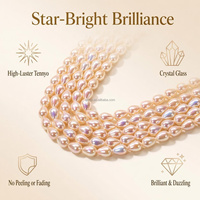 Perles en verre de riz à fort lustre de 6-9 mm, perles en vrac en forme de goutte d'eau pour la fabrication de colliers, bracelets et bijoux DIY