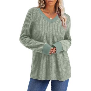 Suéter de Manga Larga con Cuello en V para Mujer, Suave y Ligero, Informal para Otoño, Prenda de Punto Transpirable, Atuendo de Moda - Product Image 3