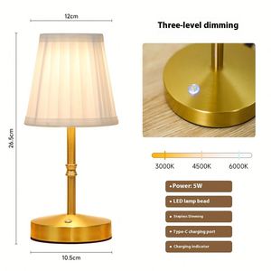 Fabric Metal <b>Table</b> Lamp Charging Touch LED Decorative Ambient USB <b>Bedside</b> Creative Night Light Dimmable Simple Cordless - Product Image 3
