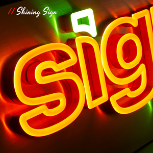 Personalización popular 3D 180 grados acrílico neón Acero inoxidable letrero iluminado frontal moda publicidad Logo letras sin MOQ - Product Image 3