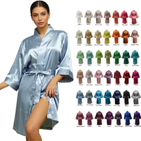 55 couleurs disponibles pour livraison immédiate – Robe kimono de luxe en soie satinée pour mariée, demoiselles d'honneur et femmes, idéale pour les mariages et les tenues de matin de la fête nuptiale