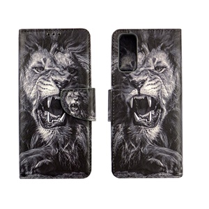 Fundas para Teléfono Móvil con Tapa Abatible, Doble Pliegue, Color Blanco y Negro, Diseño de León, PU+TPU, Resistentes a Impactos, con Protección UV, con Ranuras para Tarjetas, Precio de Fábrica - Product Image 2