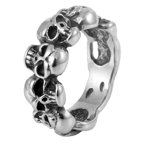 yunnique Skull <b>Ring</b> <b>Titanium</b> Steel Men's Punk Hip Hop Jewelry Gift Geometric Design Steel Color - Product Image 5