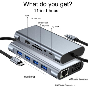 11 trong 1 3 cổng USB 3.0 1000Mpbs USB C <span class=keywords><strong>Ethernet</strong></span> Docking <span class=keywords><strong>Thunderbolt</strong></span> Dock <span class=keywords><strong>Hub</strong></span> PD sạc SD TF Đầu Đọc Thẻ 11 trong 1 <span class=keywords><strong>HUB</strong></span> cho Mac - Product Image 2