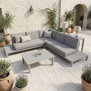 Leisure Frame Slat Modern <b>L</b> <b>Shape</b> Soft Cushions Customized Colors Garden Furniture Set Corner Lounge <b>Sofas</b> - Product Image 1