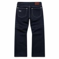 Jeans de Mezclilla Cruda Personalizados para Hombre, 14oz, Peso Pesado, Sin Lavado, Índigo Oscuro, con Solapa Blanca, Pierna Ancha, Estilo Baggy, Fabricante OEM
