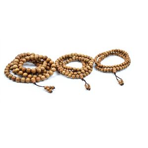 Riddhi Siddhi ลูกปัดไม้จันทน์ Mala-ลูกปัดกลมสีน้ำตาลทองเข้มจาก rajastthan - Product Image 1