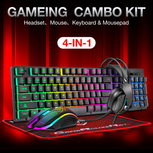Clavier et souris de jeu filaires portables T-WOLF TF400 4 en 1, tapis de souris, casque, clavier LED, souris, combos de jeu pour ordinateur - Product Image 2