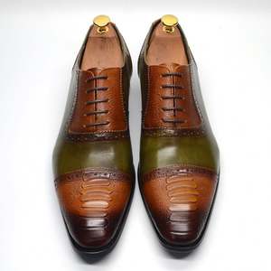 Chaussures Oxford pour homme de luxe haut de gamme, en cuir italien artisanal, multicolores, à bout carré, pour mariage et affaires, automne - Product Image 3