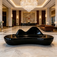 Banc d'assise ondulé en PRV Y126 pour intérieur et extérieur, canapé artistique en fibre de verre pour hall d'hôtel et salon commercial