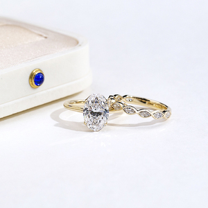 Messi Jewelry MSR-2166 14k Oval Cut Lab Grown <b>Diamond</b> <b>Ring</b> Engagement <b>Ring</b> - Product Image 5
