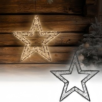 Estrella de Cinco Puntas de Alambre Esmaltado LED con Marco de Hierro Dorado Rosa, Decoración Navideña para Exteriores, Recargable, para Fiestas de Diwali y Ramadán