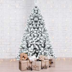 Sapin de Noël à charnière floqué en PVC de haute qualité 7.5ft ignifuge respectueux de l'environnement pour les décorations de Noël artificiel - Product Image 2