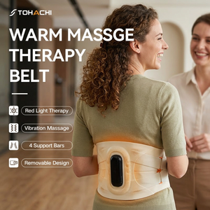 Waist Abdomen Massage <b>Belt</b> Vibration Hot Compress 660nm <b>Red</b> Light Support USB Rechargeable Removable Support Office Workers - Product Image 1