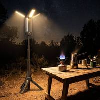 Lámpara de Trabajo LED Telescópica con Trípode, Ajustable en Altura, Recargable por USB, Portátil, con Banco de Energía para Exteriores y Reparaciones