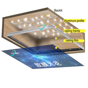 Techo colgante <span class=keywords><strong>Cielo</strong></span> azul y nubes blancas Película de techo elástica Crear <span class=keywords><strong>cielo</strong></span> al aire libre para diseño de interiores - Product Image 3