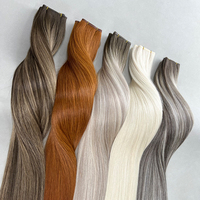 Extensions de cheveux vierges russes Genius Weft 100 % naturels, invisibles, double épaisseur, coupables, pour professionnels de salon (vente en gros)