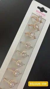R6133 Xuping perhiasan grosir cincin baja tahan karat berlapis platinum uniseks bentuk hati multiwarna zircon dapat diatur