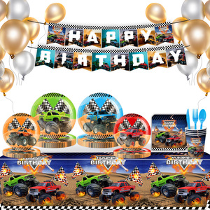 Artículos para Fiestas de Monster Truck Todoterreno, Vajilla, Mantel, Decoraciones, Set de Cumpleaños - Product Image 1