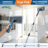 Support de tampon industriel ergonomique Pro-Swivel 24 cm pour le nettoyage des fenêtres avec tampon en noyer