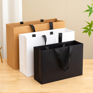 Wholesale In Stock Kraft Clothing Shopping Bags Gift Tote Bags With Threaded Rope & Embedded Rope Handle Packaging Bags - Product Image 3