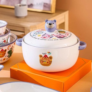Spring Outing Season Underglaze Cartoon Ceramic Bowls Microwave Safe Household Dinnerware Saucer <strong>Plate</strong> Cute <strong>Childrens</strong> <strong>Set</strong> - Product Image 4