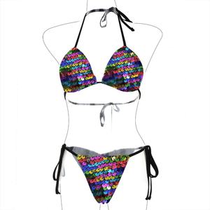 Bikini Sexy con Lentejuelas Coloridas para Vacaciones en la Playa, Traje de Baño para Mujer, Nuevas Tendencias Personalizadas - Product Image 2