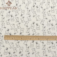 HAPPEAK Mousseline Tissu Rouleau Lapin Imprimé Léger Coton Double Gaze Tissus Textile pour Vêtements