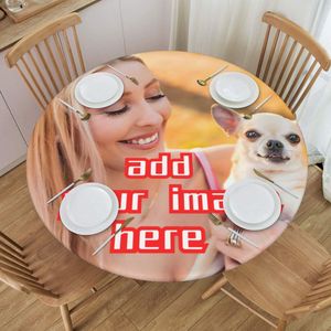 Popolare rotondo impermeabile griglie di marmo copertura tovaglia personalizzata elastico bordato tovaglia <span class=keywords><strong>per</strong></span> banchetto di nozze festa Hotel - Product Image 3