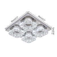 Plafonnier LED moderne en acier inoxydable chromé avec cristaux et télécommande, indice CRI 90 élevé, pour salon, maison, appartement
