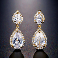 Boucles d'oreilles clous en zircon pour femme RAKOL EP1068, plaquées argent/or, tendance, certifiées par un tiers, pour mariage et mariée