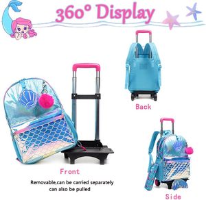 <span class=keywords><strong>Mochila</strong></span> Escolar con <span class=keywords><strong>Ruedas</strong></span> FSY Mermaid para Niñas, <span class=keywords><strong>Mochila</strong></span> con <span class=keywords><strong>Ruedas</strong></span> para la Escuela con Lonchera - Product Image 3