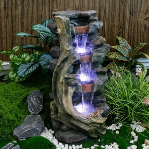 Fuente de Agua Decorativa de Halloween Hecha a Mano, <span class=keywords><strong>con</strong></span> Patrón de Ramas de Piedra de Poliresina, Pintada a Mano, Iluminada, Escultura de Niveles para Interiores - Product Image 4