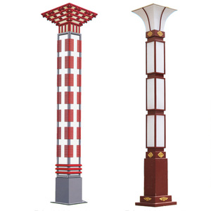 Lámpara de Jardín LED para Exteriores, Poste de Metal Rojo y Blanco con Pantalla de Vidrio, 2700K Blanco Cálido, IP66, AC 220V, Sensor de Movimiento, Energía Solar, Semi Empotrada - Product Image 1