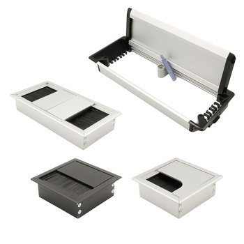 Modern Rectangular Aluminium Alloy Cable Grommets for Office Home for Computer Desk Furniture Fittings for Hotels Hospitals