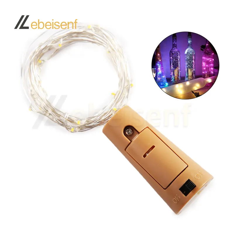 LED Wine Bottle Stopper String Light 1M 10LEDs 2M 20LEDs Red Green Blue Warm White Yellow Pink Purple Color Button Cell Powered