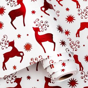 Kraft Christmas Wrapping <b>Paper</b> Cute Vintage 3D Reindeer Luxury <b>Red</b> Christmas Deer Design Gift Packaging with 3D Embossed Foil - Product Image 2