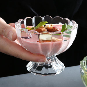 Tigelas de Vidro com Pé para Sobremesa, Copos de Sorvete, Tigela Transparente para Salada de Frutas, Tigela de Vidro em Formato de Flor para Servir em Festas e Eventos Domésticos - Product Image 4