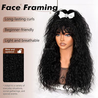 Perruques synthétiques bouclées afro rebondissantes de 18 pouces, sans colle, avec frange, effet cuir chevelu naturel, en fibre résistante à la chaleur, pour femmes noires