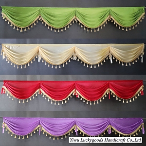 BY250036 Modern Ice Silk Valance Drape Panel with Wavy Style Perfect for Wedding Backdrop and Household Curtain Installations - Product Image 4
