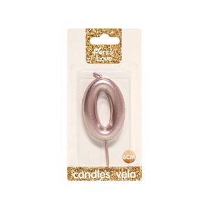 เทียนพาราฟินแบบไม่หยด ไม่มีกลิ่น หมายเลข 0 สีโรสโกลด์ ขนาด 6 ซม. สำหรับตกแต่งเค้กวันเกิด - Product Image 1