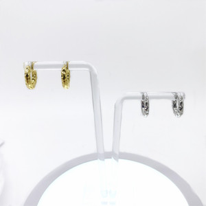 <b>Huggie</b> Earrings Geometric Textured Zinc Alloy Gold And <b>Silver</b> Small Delicate Fashion Hoop Earings - Product Image 4