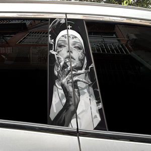 2pcs Unique Car Side Window <strong>Sticker</strong> Edgy Nun Graphic Design Vehicle B-Pillar Body Accessories <strong>Vinyl</strong> Wrap Decal <strong>Stickers</strong> <strong>for</strong> Cars - Product Image 1