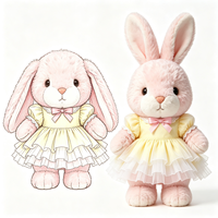 Peluche Lapin aux Oreilles Tombantes Douce et Moelleuse, Poupée Lapin Rembourrée avec Robe à Nœud en Dentelle Jaune, Animal en Peluche Doux et Câlin, Peluche Lapin Personnalisée