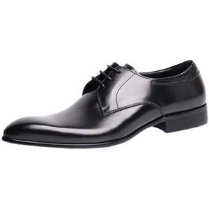 Chaussures habillées pour hommes en cuir de vachette pleine fleur, style coréen, à lacets, bout rond, tendance, printemps, été, automne, nouveau style - Product Image 4