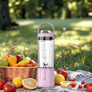Portable Single Serve Blender 6 Blades <b>Push</b> Button Controls Battery Powered Plastic Container Household RV Use Low Noise - Product Image 6