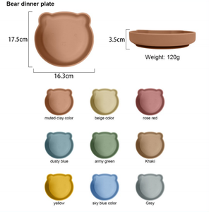 Ensemble d'alimentation pour bébé en silicone de haute qualité, personnalisé, écologique, en forme d'ours, avec assiette, cuillère et fourchette - Product Image 2